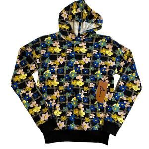 NWT Cristina Martinez Colorful Floral Hoodie Girls Large
